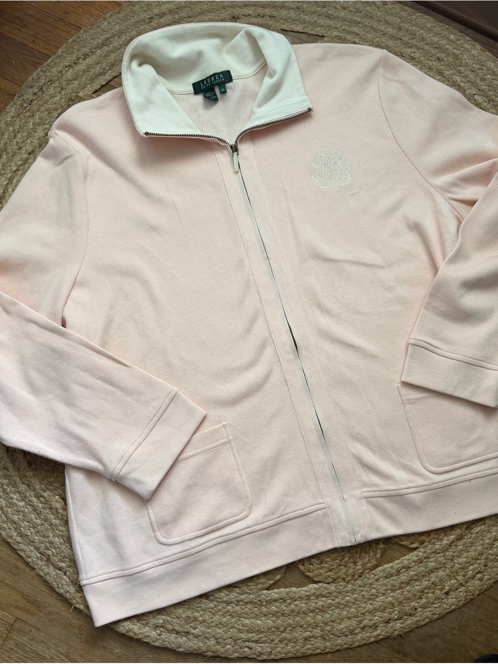 Lauren Ralph Lauren Pale Pink Zip-Up Bomber Jacket